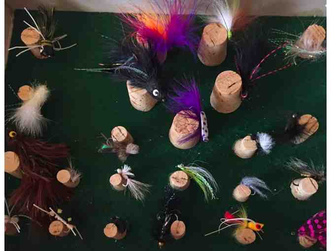 Wood box filled with flies