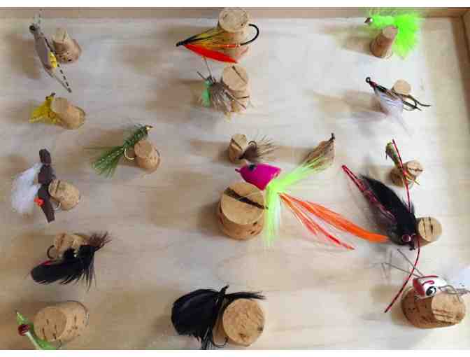 Wood box filled with flies