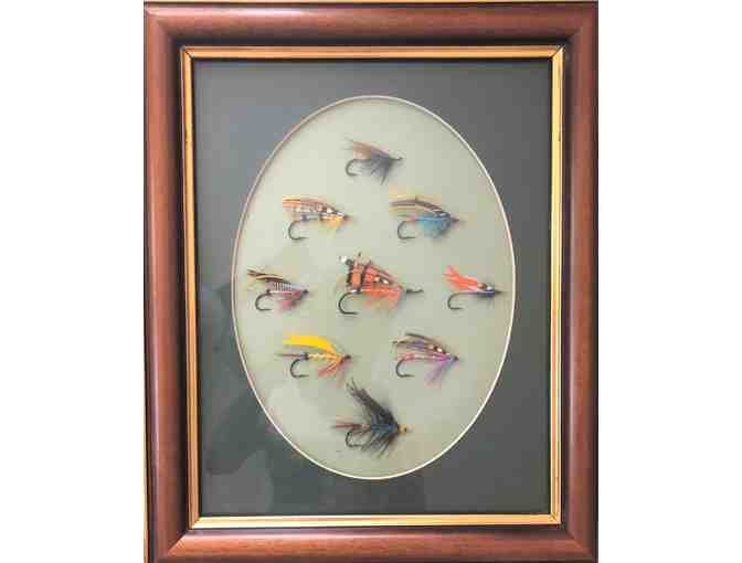 Framed Nine Fully Dressed Salmon Flies