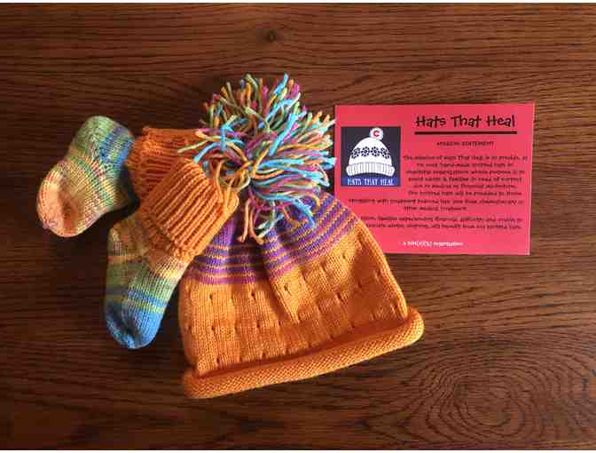 Hats that Heal - Orange Rainbow Newborn Hat and Booties - COFH