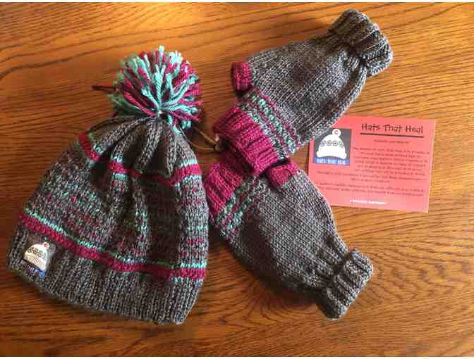 Hats that Heal - Grey, Teal/Maroon Kid's Hat with Gloves - COFH