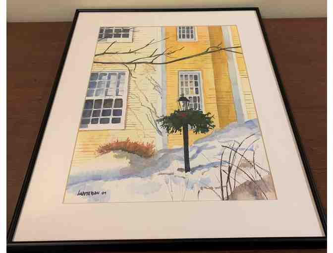 Yellow House in Winter - Watercolor Painting - New Lower Opening Bid!