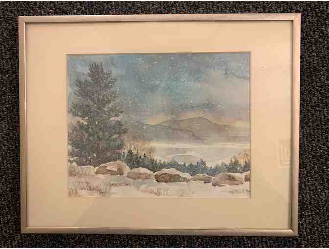 Winter, Mt. Sunapee - Print of an Watercolor by NH Artist Elizabeth H. Bushueff.