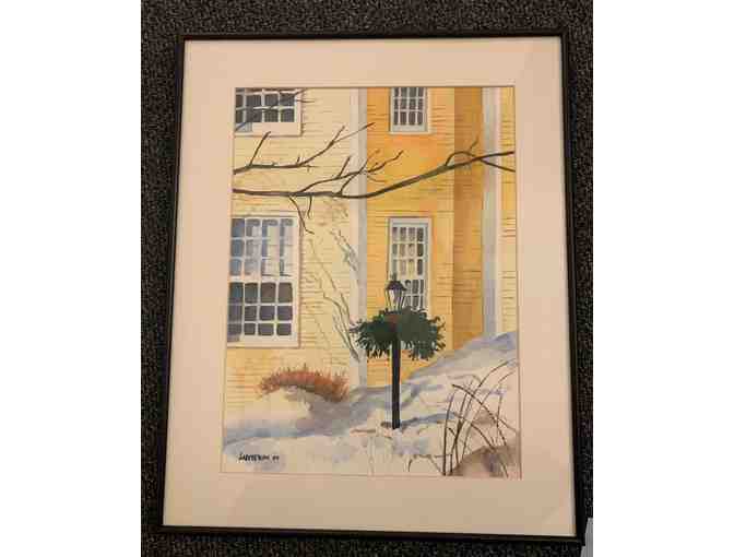 Yellow House in Winter - Watercolor Painting - New Lower Opening Bid!