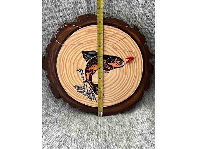 Acrylic/Wood Wall Hanging - Black and Salmon