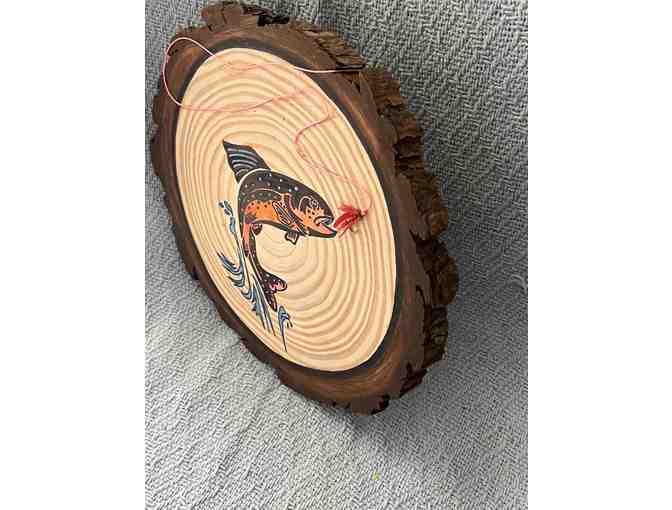 Acrylic/Wood Wall Hanging - Black and Salmon