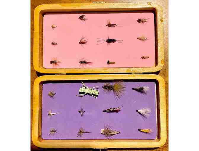 Wooden Fly Box with 24 Hand-Tied Flies