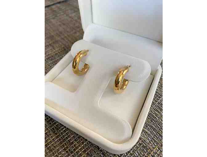 18K Yellow Gold Tubular Hoop Earrings by Designer, Unoaerre