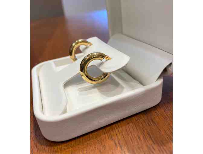 18K Yellow Gold Tubular Hoop Earrings by Designer, Unoaerre