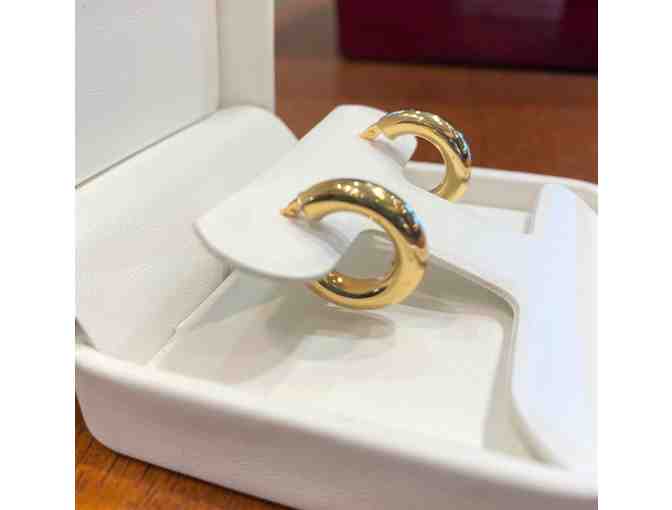 18K Yellow Gold Tubular Hoop Earrings by Designer, Unoaerre