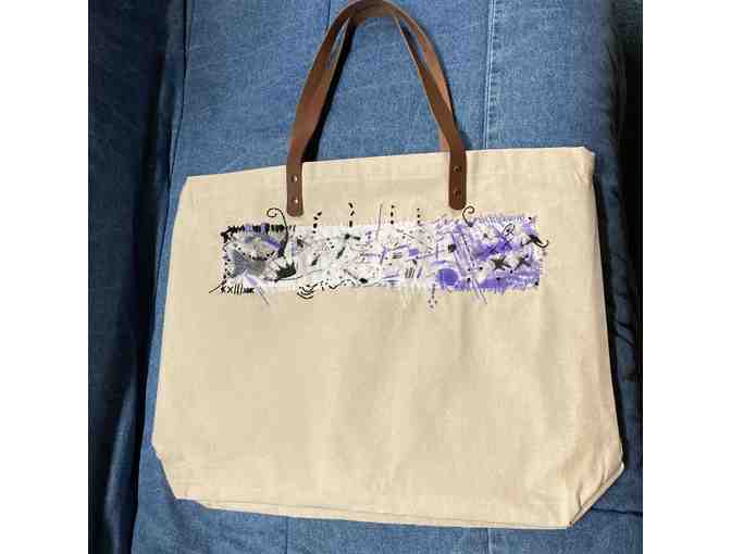 One of Kind Canvas bag with Leather Handles