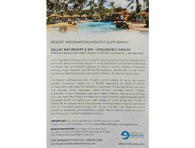 Galley Bay Resort & Spa EXCLUSIVELY ADULTS! Discount Certificate