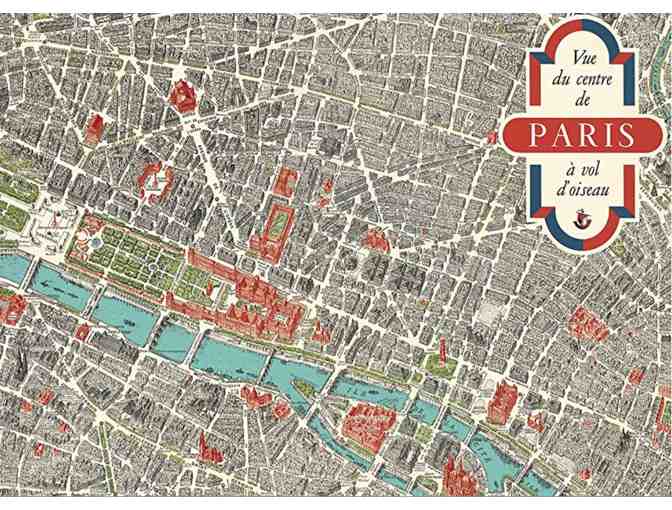 Vintage School Chart Paris Map