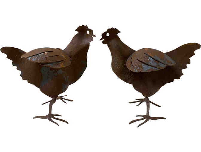 Hand-forged Chicken Garden Ornament Set