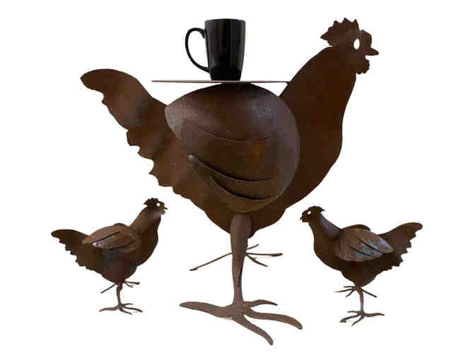 Hand-forged Chicken Garden Ornament Set