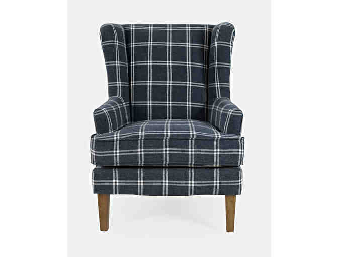 Navy Lacroix Plaid Upholstered Wingback Chair by Jofran