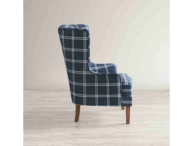 Navy Lacroix Plaid Upholstered Wingback Chair by Jofran