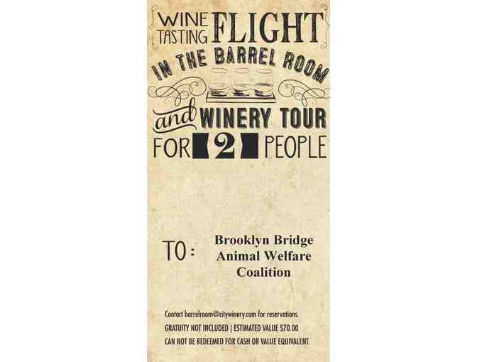 $70 City Winery NYC Wine Flight Tasting and Winery Tour for 2 people