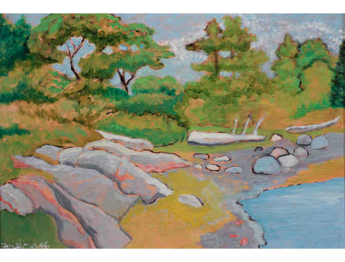 Oil painting by Howard Fussiner, 'Long Cove Shore'