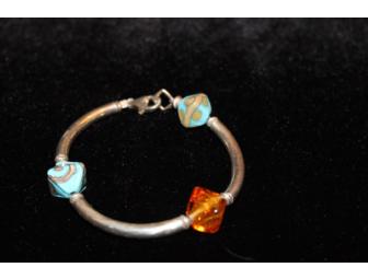 Sterling Silver Bracelet with Artist Beads by Cathy Milligan