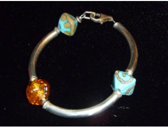 Sterling Silver Bracelet with Artist Beads by Cathy Milligan