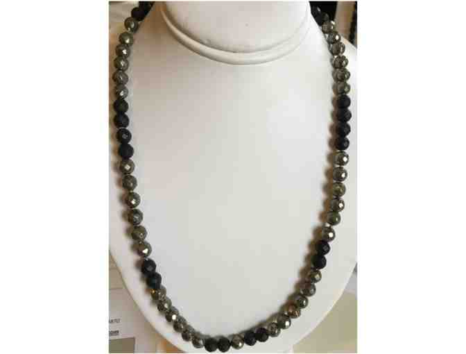 Radiant Pyrite-Onyx Bead Necklace - 17 1/2'