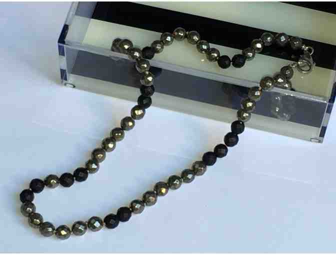 Radiant Pyrite-Onyx Bead Necklace - 17 1/2'