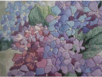 Hydrangea Elegance Hand-made Crewel Embroidery