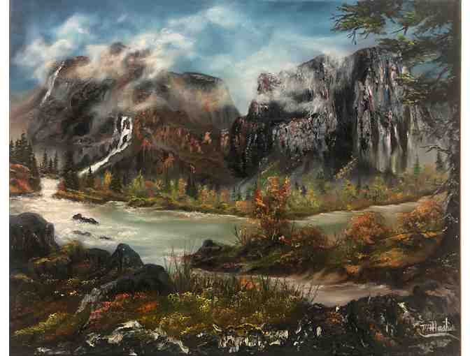 Landscape Painting: Mountain View- Beautiful Oil Painting on Wrapped Canvas
