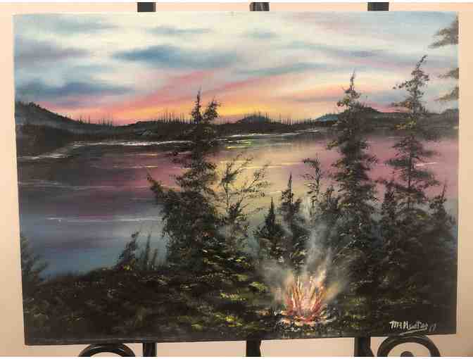 Landscape Painting: Campfire - Beautiful Painting on Canvas Panel