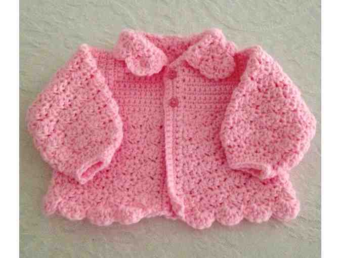 Crocheted Infant Sweater and Hat Set