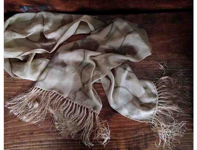 Taupe Ginkgo Leaf Scarf