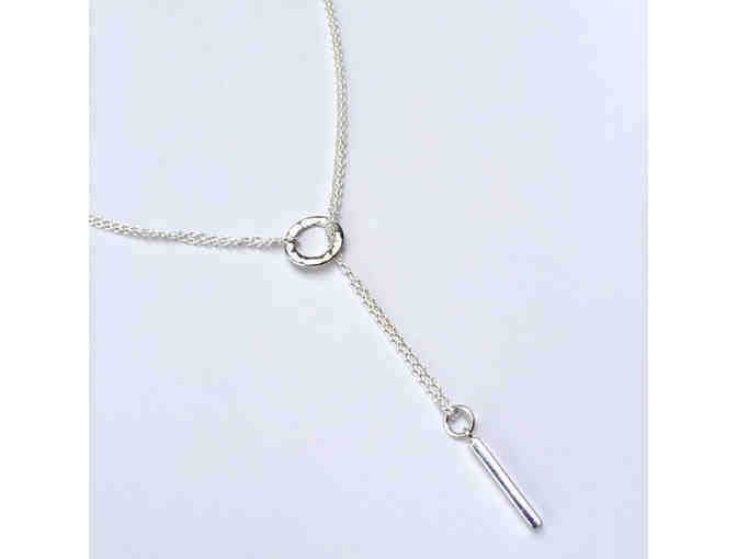 Julie Shenkman Designs - Silver rectangle dangle on sterling silver circle lariat