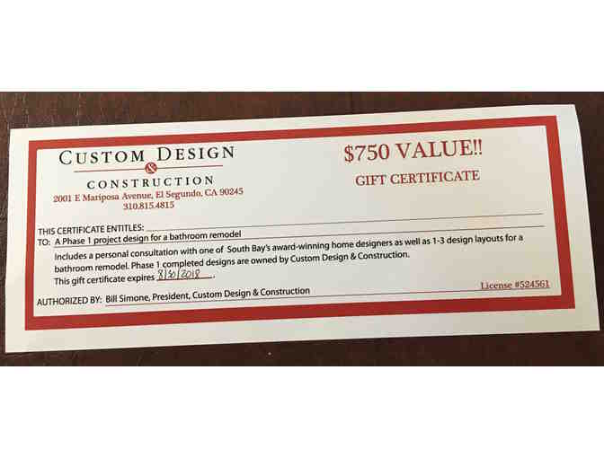 $750 Bathroom Remodel Gift Certificate