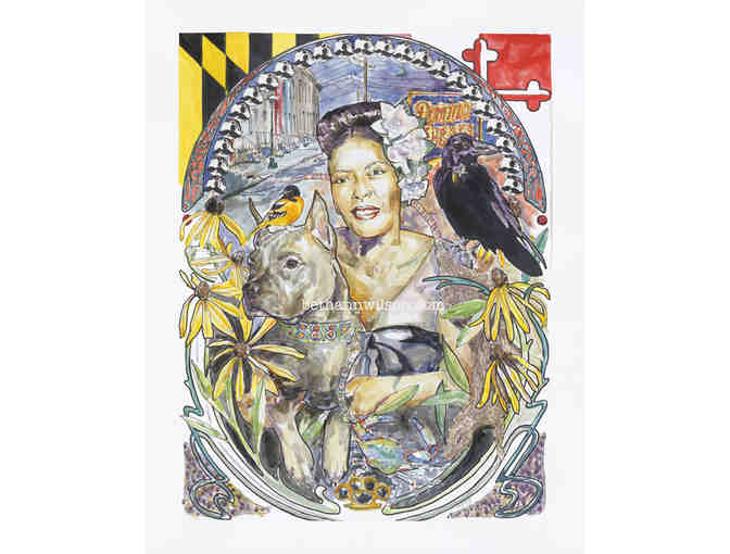 Framed Billie Holiday Portrait Print by Bethann Wilson