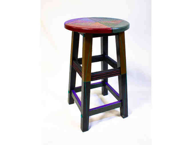 Mixed-Media Wooden Stool from Joel Cohen