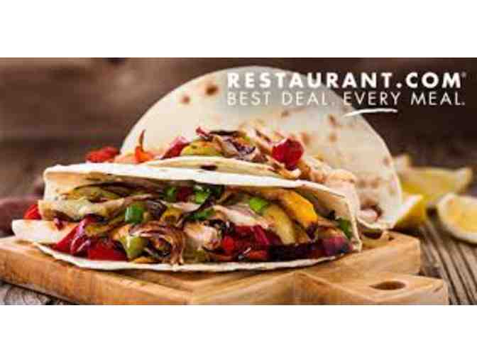 $25 for delicious food at any Restaurant.com participating Restaurant