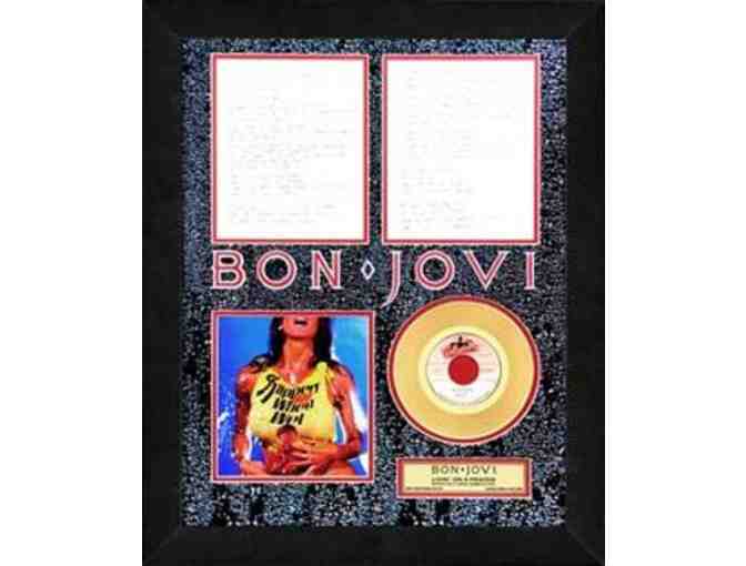 Jon Bon Jovi Livin' On A Prayer Record Frame with hand written lyrics & shirt