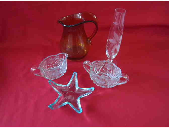 Vintage Clear Glass Dishware and Candle Holders