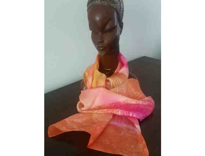Distinctive Orange and Pink Silk Scarf by Grace-e Designs