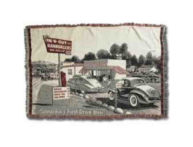 In-N-Out Burger - One (1) 100% Cotton Fringed Throw ' CA First Drive Through' Blanket