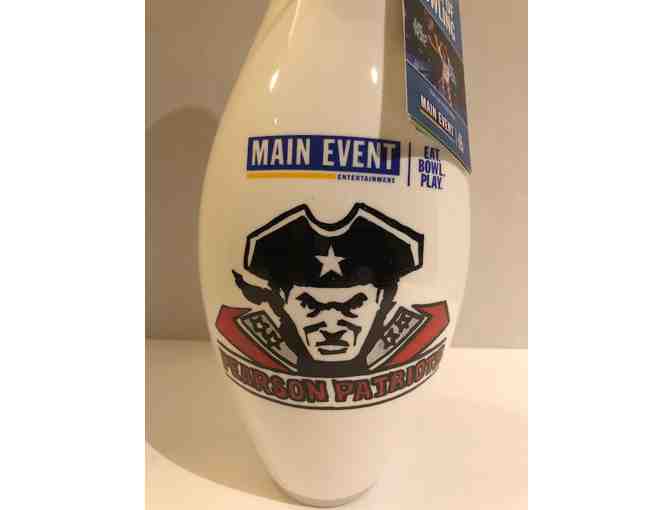 Main Event - Custom Pearson Patriots Bowling Pin + $100 of Arcade Play + 1 Hour of Bowling
