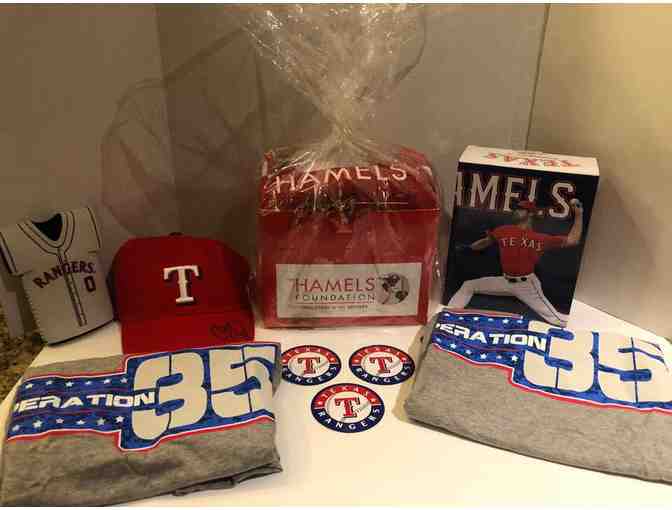 World Series MVP Cole Hamels Huge Gift Basket - Autographed Hat! (Rangers/Cubs)