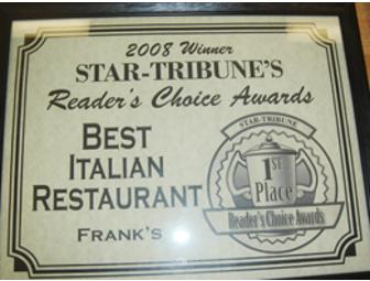 $20 Gift Certificate from Frank's Pizza