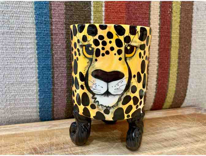 Cheetah Pottery Jar