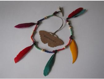 Feather and Wooden Bead Hair Ornament From Argentina