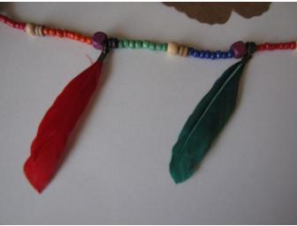 Feather and Wooden Bead Hair Ornament From Argentina
