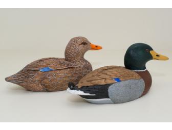 A Pair of Handcarved, Handpainted Mallard Decoys