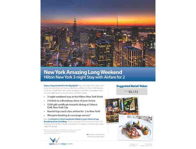 NYC: 3-Night Stay at the Hilton, Broadway Show, Tribecca Dinner and More!