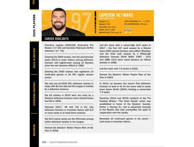 Lithographed signature/picture of Cameron Heyward (Pittsburgh Steelers # 97)